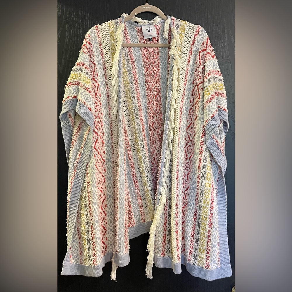 Cabi Siesta Fringe Wrap Poncho Cardigan